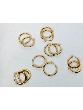 Vintage Gold Tone Monet Hoop Earrings 6 Pairs